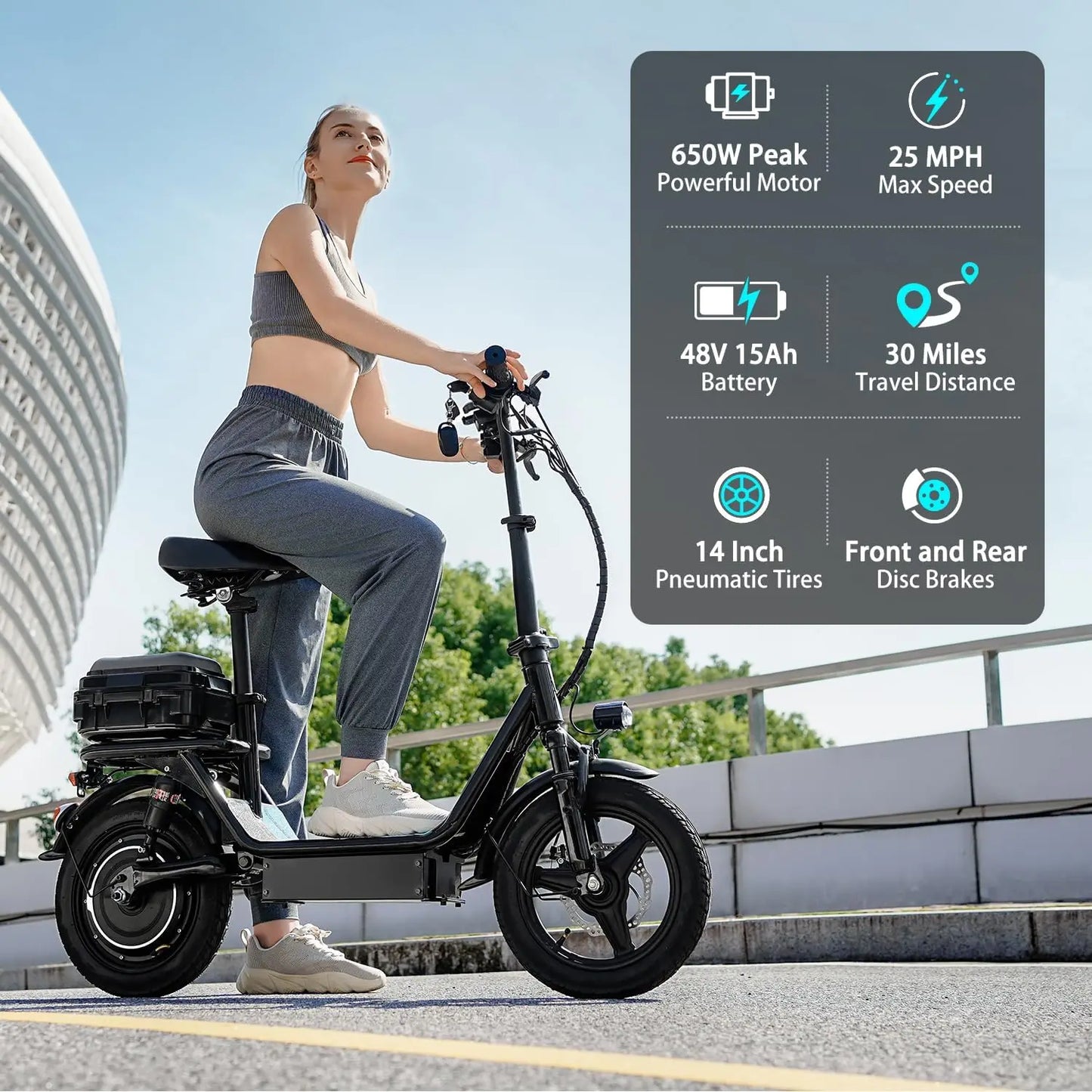 K11 Foldable Electric Scooter Trunk 650W Peak for Commuting
