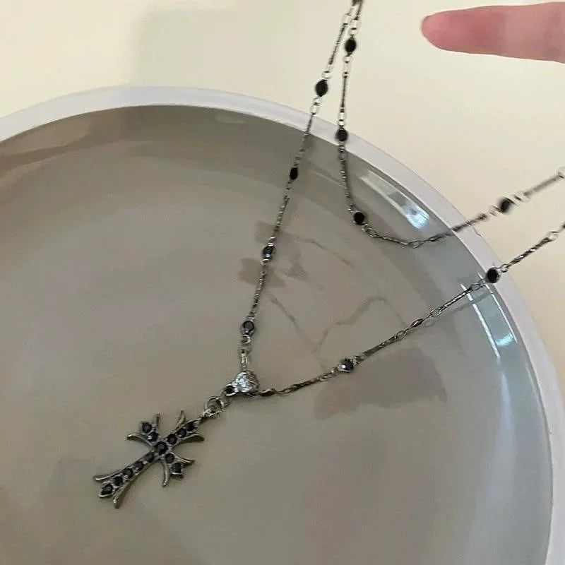 MAXBVYINGCN Crystal Cross Pendant Necklace For Women
