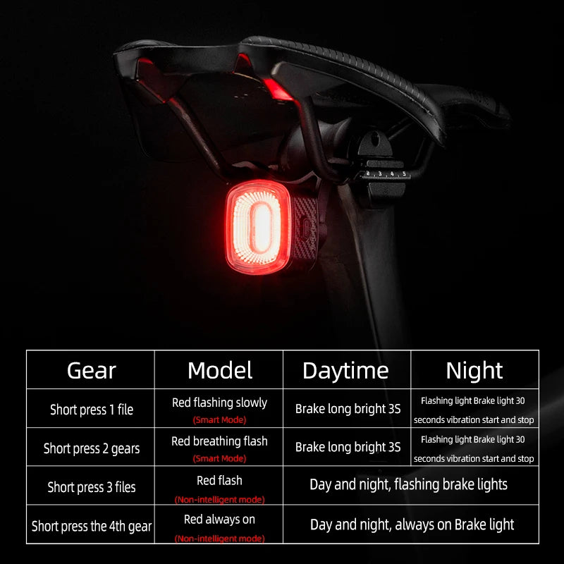 ROCKBROS Smart Bicycle Brake Light LED Cycling Taillight