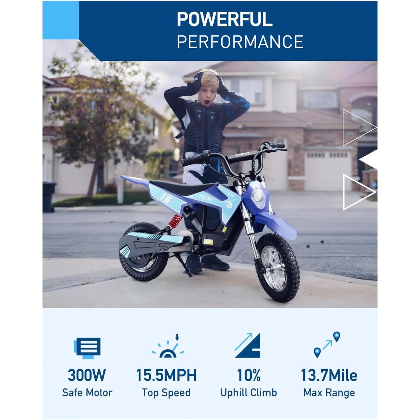 Hiboy 36V 300W Electric Kids Dirt Bike Ages 3to10 TriSpeed