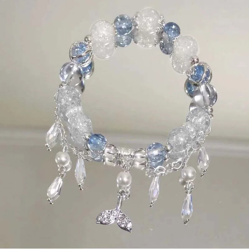Belleper Luxury Glass Beaded Bracelet Butterfly Tassel