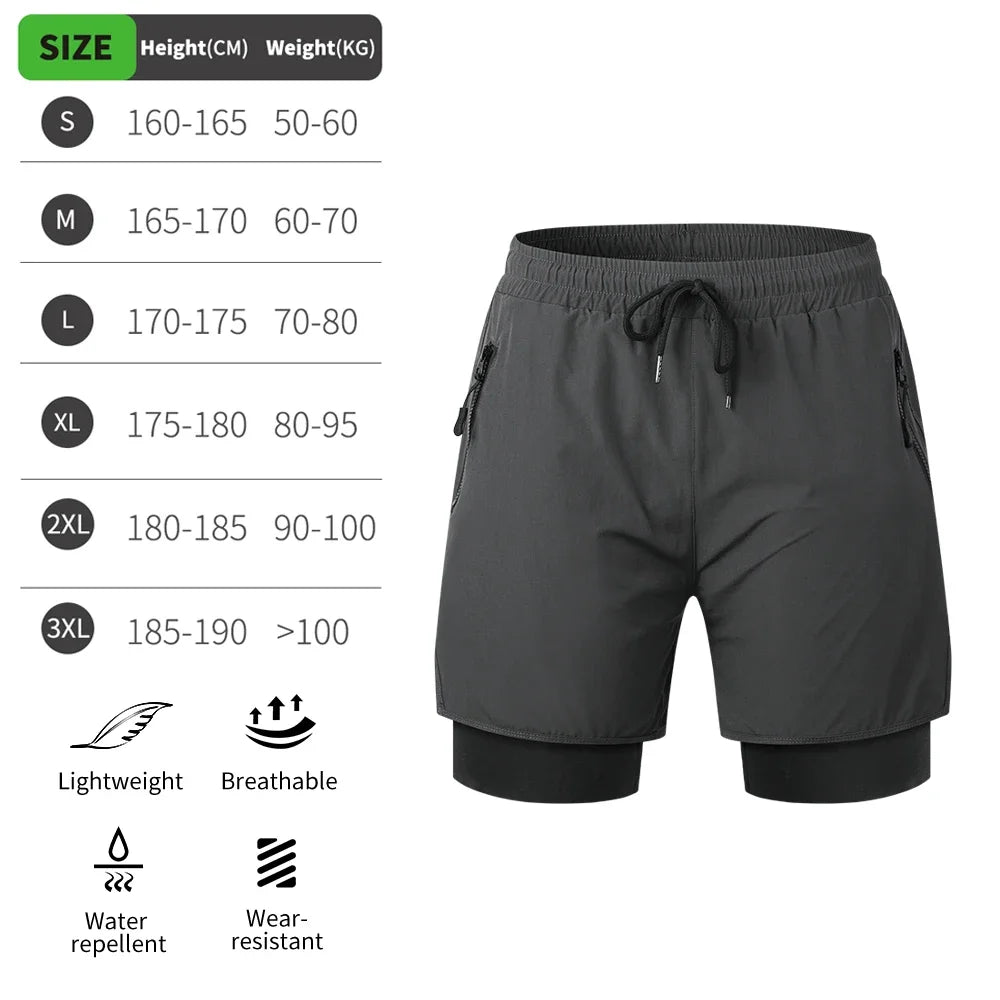 WOSAWECN 2 In 1 MTB Padded Cycling Breathable Shorts Men
