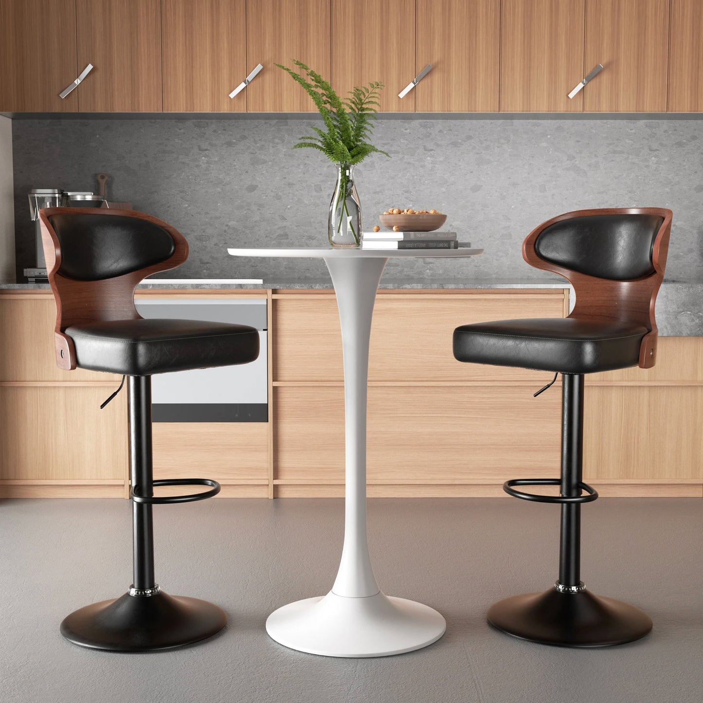 Nalupatio Bar Stool Set With Backrest And PU Leather